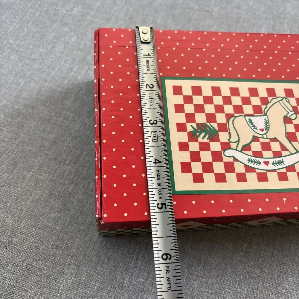 Vtg General Box Co School Pencil Pen Box Rocking Horse Red Green Theme Vintage